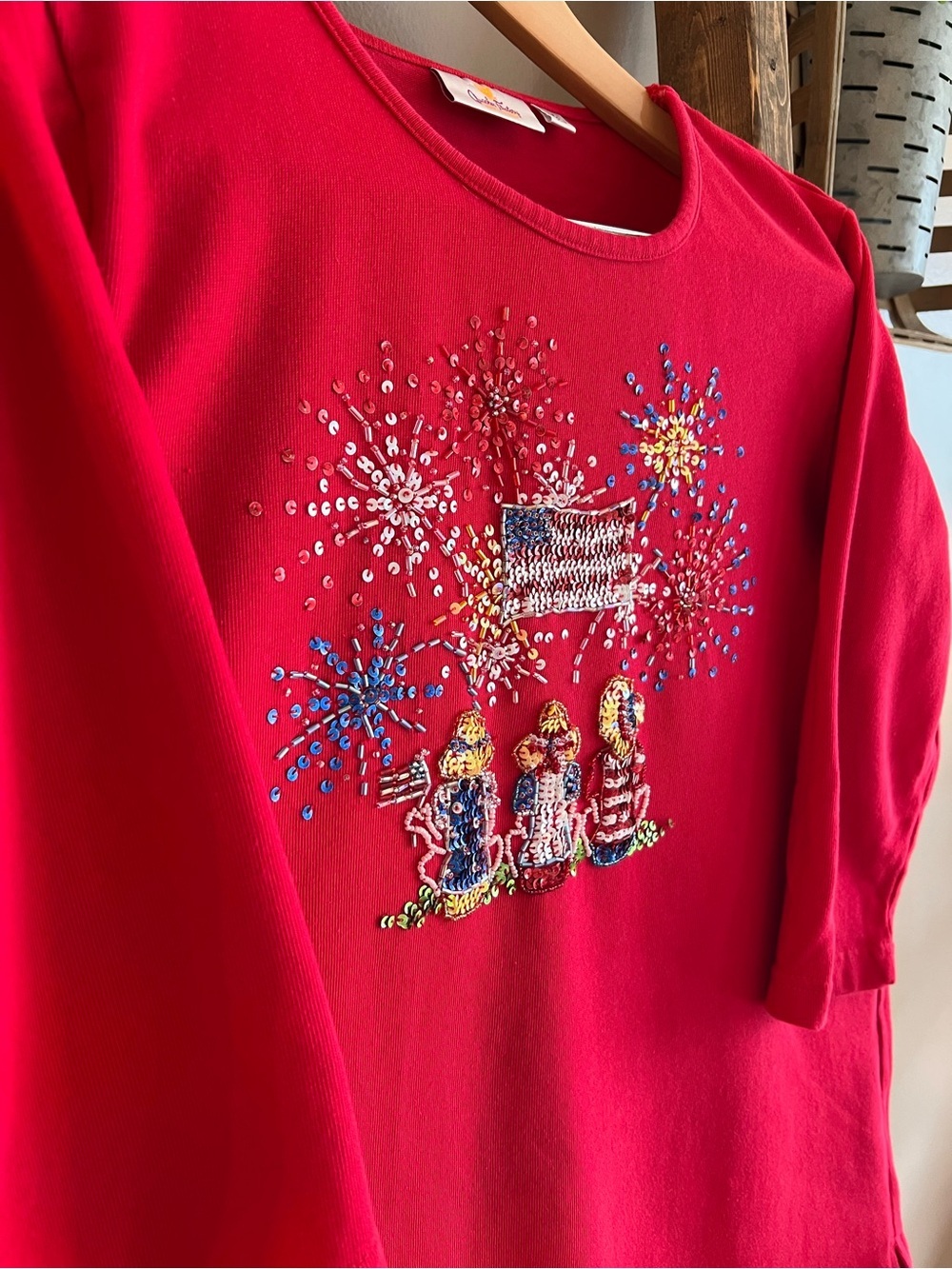 Quaker Factory Embellished Sequin Fireworks Tee